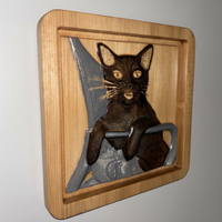 Custom Cat Portrait Wood Carving | Personalized Pet Memorial Art | Hand Carved Cat Sign