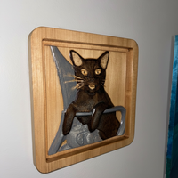 Custom Cat Portrait Wood Carving | Personalized Pet Memorial Art | Hand Carved Cat Sign