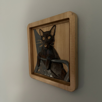 Custom Cat Portrait Wood Carving | Personalized Pet Memorial Art | Hand Carved Cat Sign