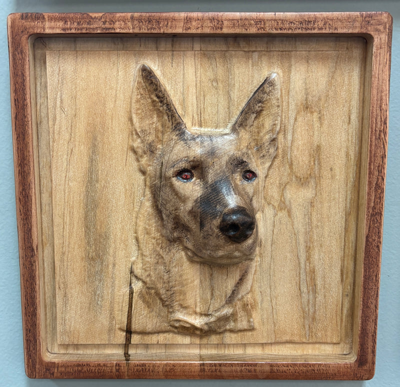 Custom Carved Sable German Shepherd Wood Portrait — Made From Your Photo | Working K9 Memorial Gift